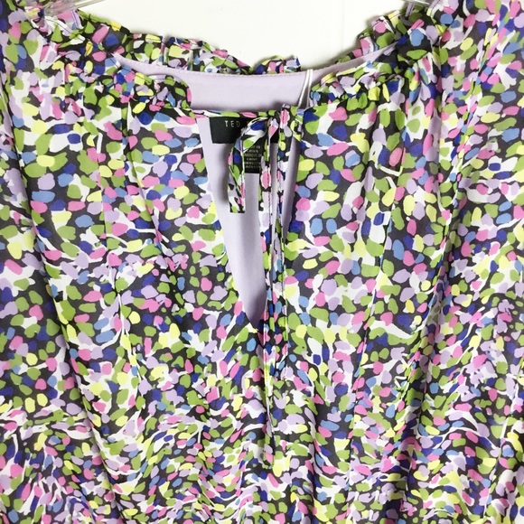 NWT TED  BAKER US Karliie Abstract Floral Confetti Dot Tiered Mini Dress 2XL 6 - Picture 3 of 11